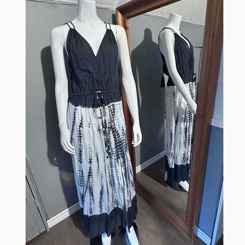 Elan Strappy Sundress White + Dark Blue/Grey Size L